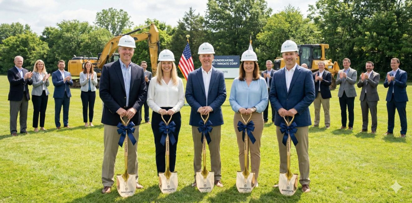 Ceremonial shovels at a groundbreaking