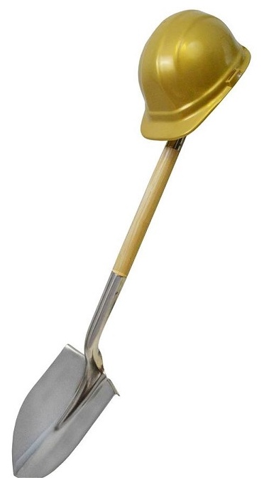 groundbreaking shovel and gold hat