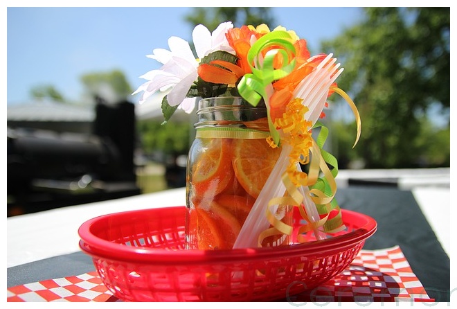 picnic glass filled with orange slices