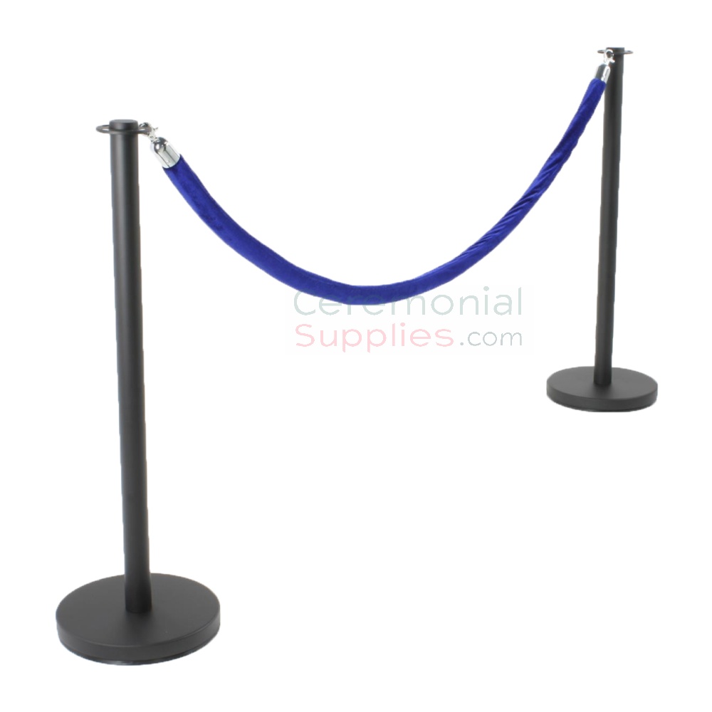 black stanchions and rope