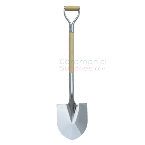 shovel with mirror polish head and light wood handle