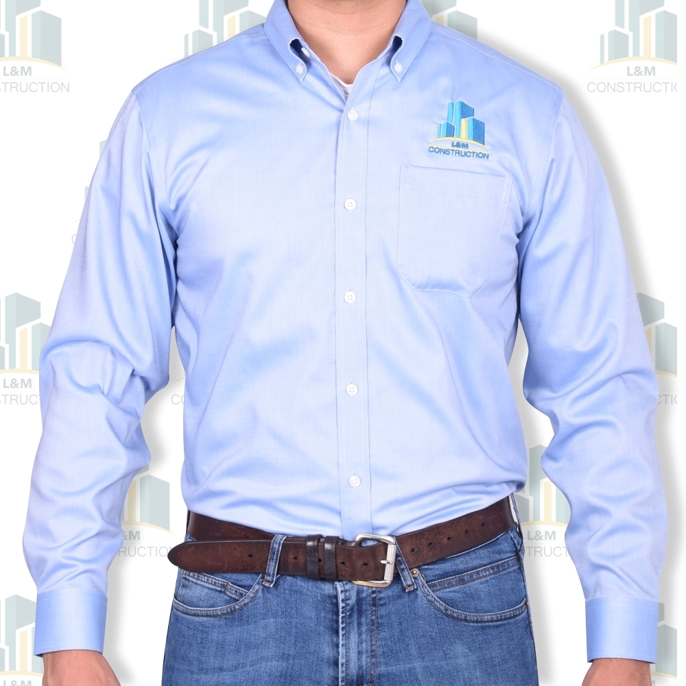 long sleeve logo embroidered men's shirt