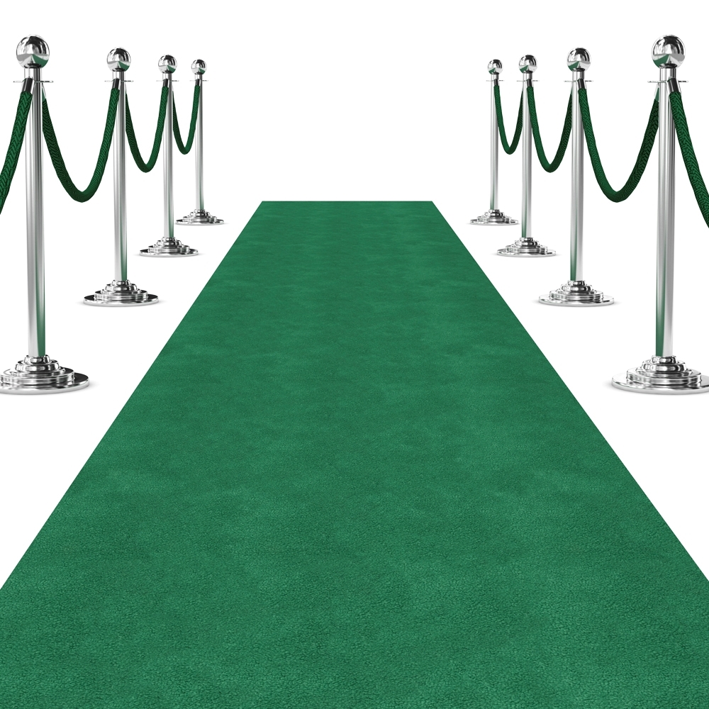 green aisle carpet runner