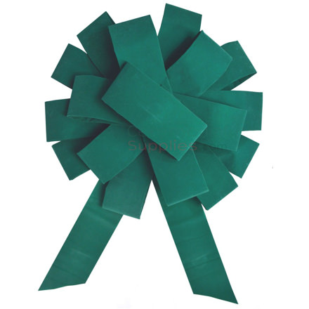 Image of assembled Giant 43 Inch Ceremonial Pine Green Velvet Bow