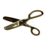 Close up of Ceremonial Scissors Golden Lapel Pin.