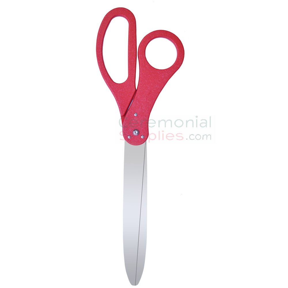 36 Red Ribbon Cutting Scissors with Silver Blades