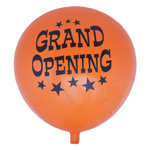 Main picture of orange 17 inch grand opening balloon with black font design.