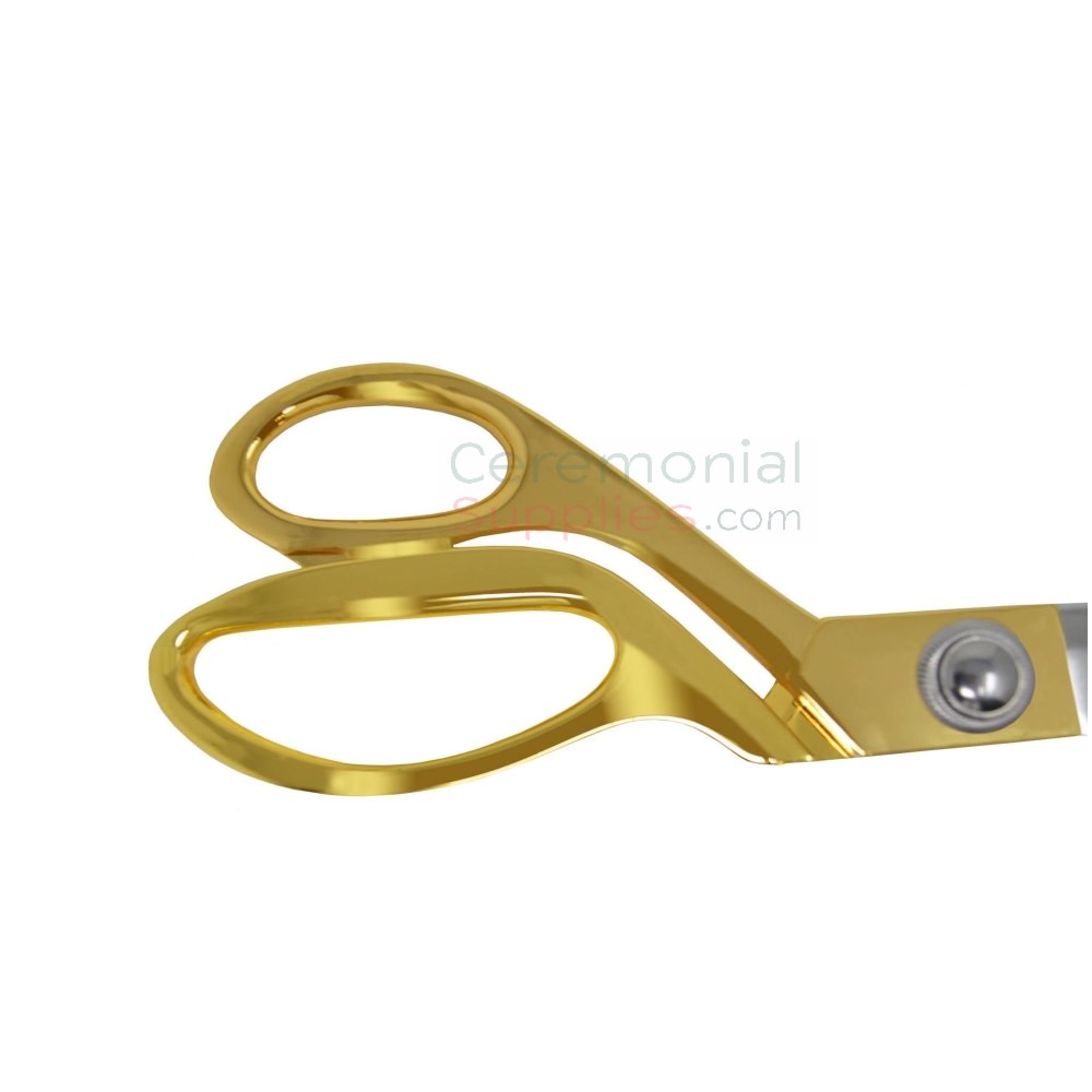 3 Foot Ceremonial Scissors - Hunter Green Handles - Golden Openings