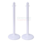 Main View of assembled 2 Piece White Plastic Stanchion Set.