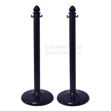 Image of two black plastic stanchions in upright position.