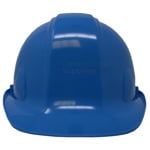 Front view of light blue ceremonial hard hat.