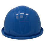 Rear view of light blue hard hat.