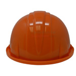 Back side of orange groundbreaking hard hat.