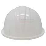 Rear angle picture of a White Groundbreaking Hard Hat.