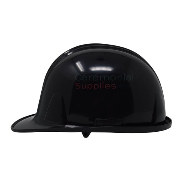 Picture of the side view of the Black Groundbreaking Ceremonial Hard Hat.