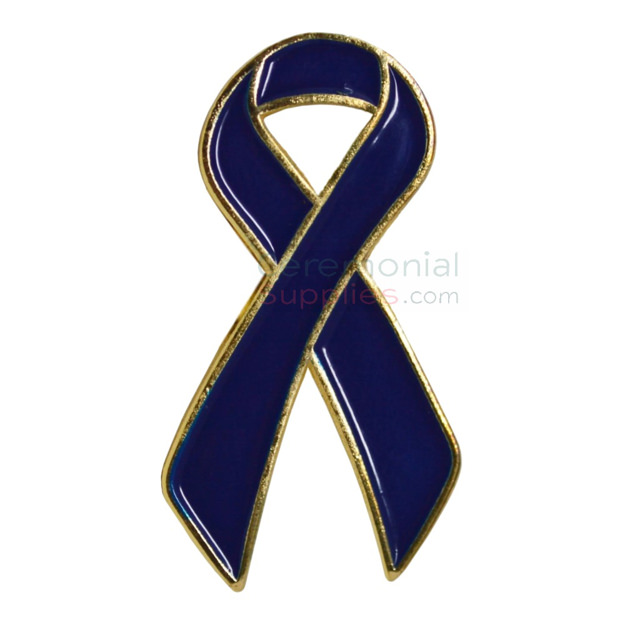 Picture of a Blue Ribbon Support Lapel Pin.