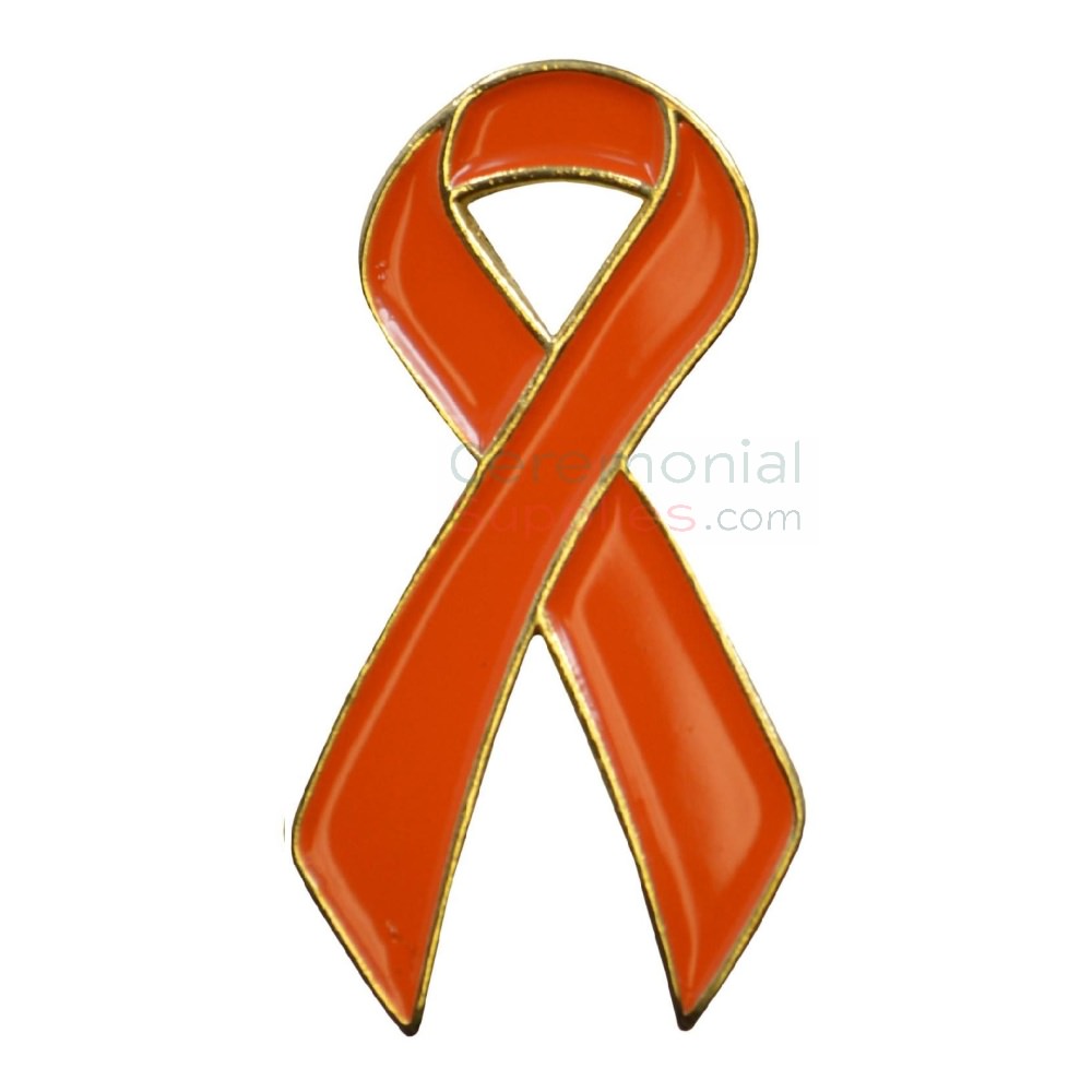 Orange Awareness Ribbon with Stone Pin | Orange | Animal Pins by PinMart