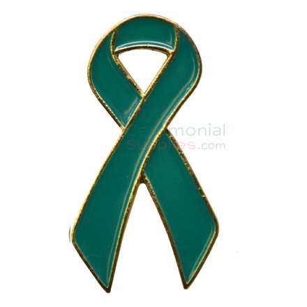 Picture of a Teal Support Ribbon Lapel Pin.
