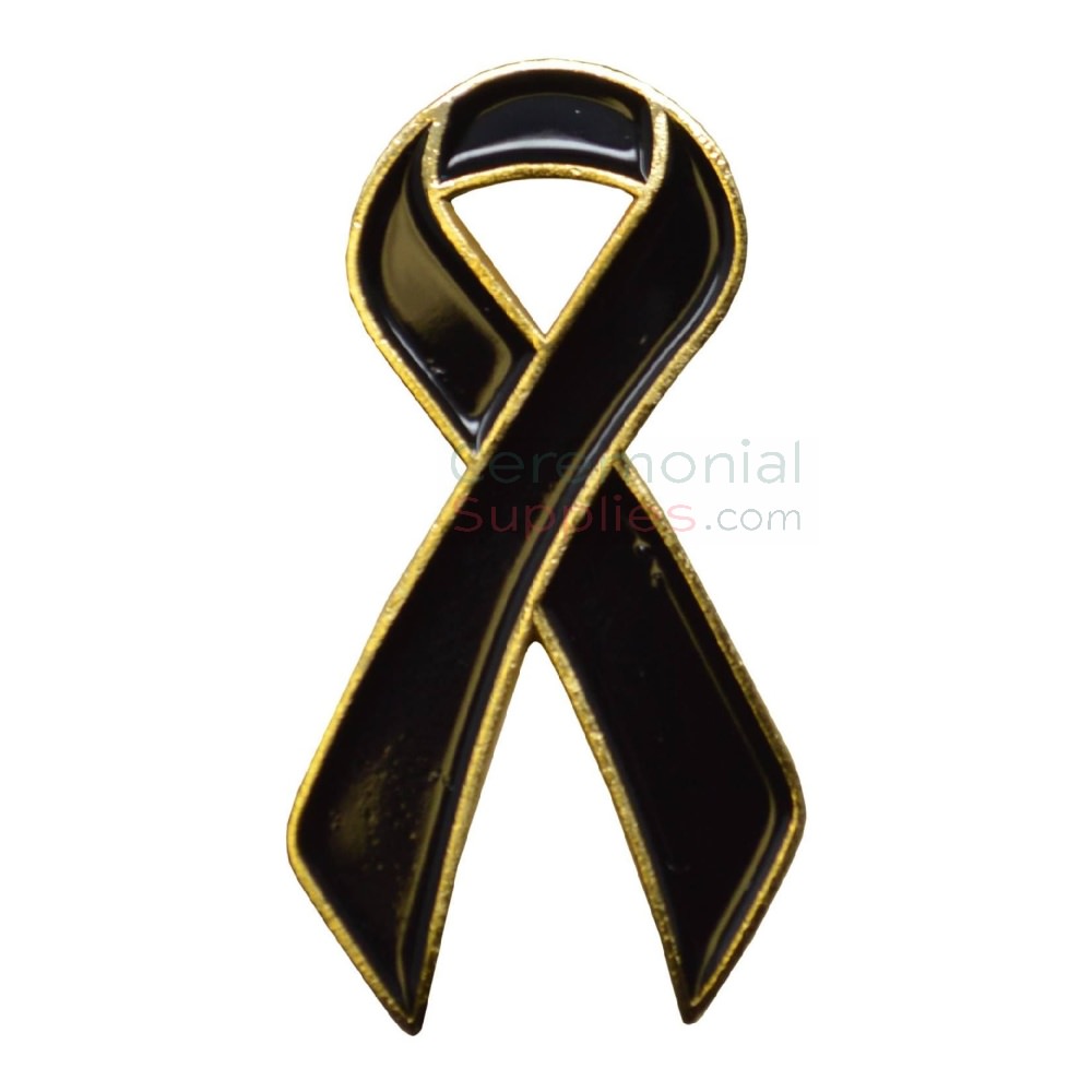 Black Looped Ribbon Lapel Pin