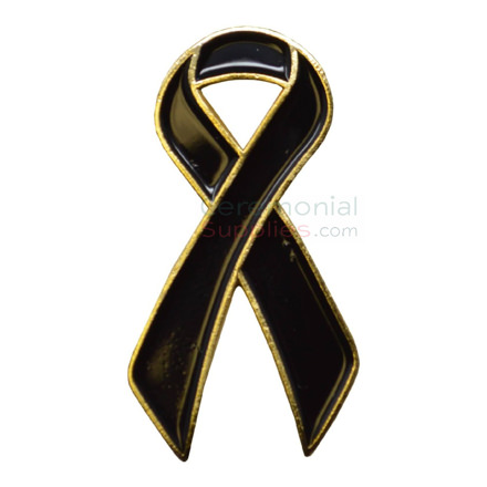 Picture of a Black Looped Ribbon Lapel Pin.