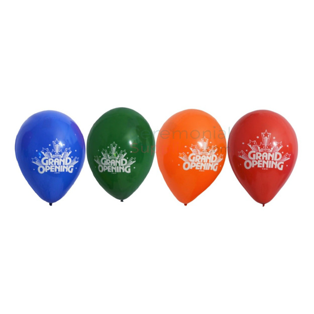 Photo of all 11 Inch Assorted Grand Opening Balloons White Text.