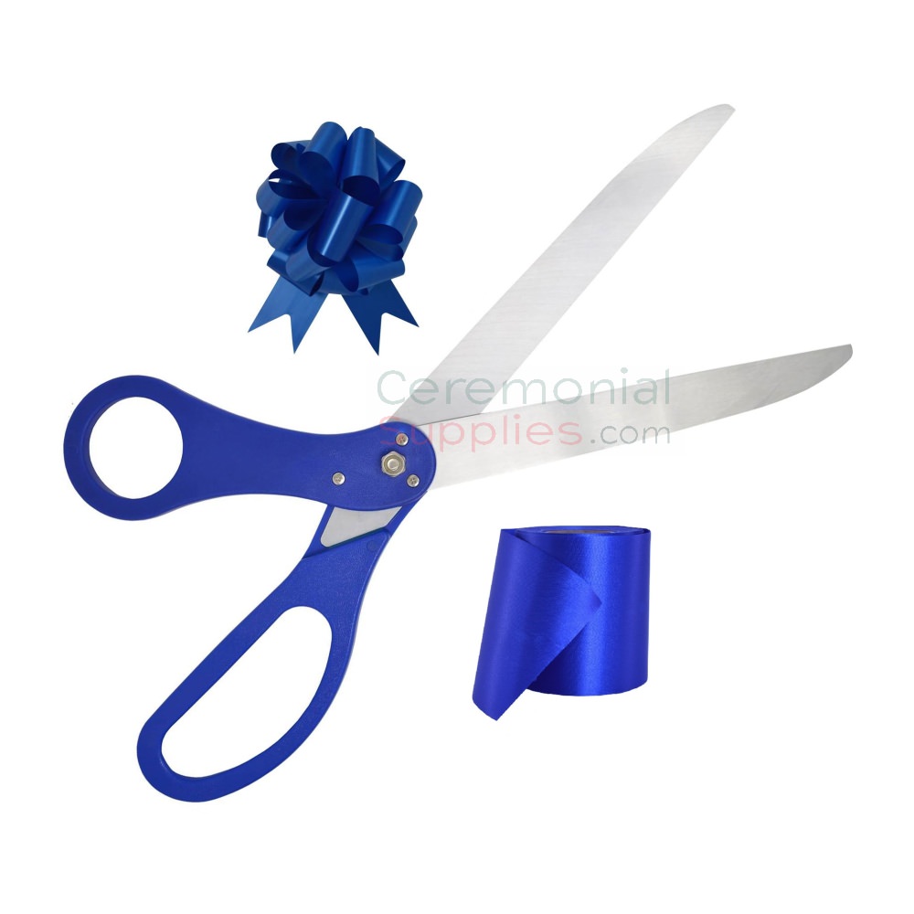 25 Gold Ribbon Cutting Scissors with Silver Blades