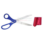 Pairing of Royal Blue Scissors with Red Ribbon.