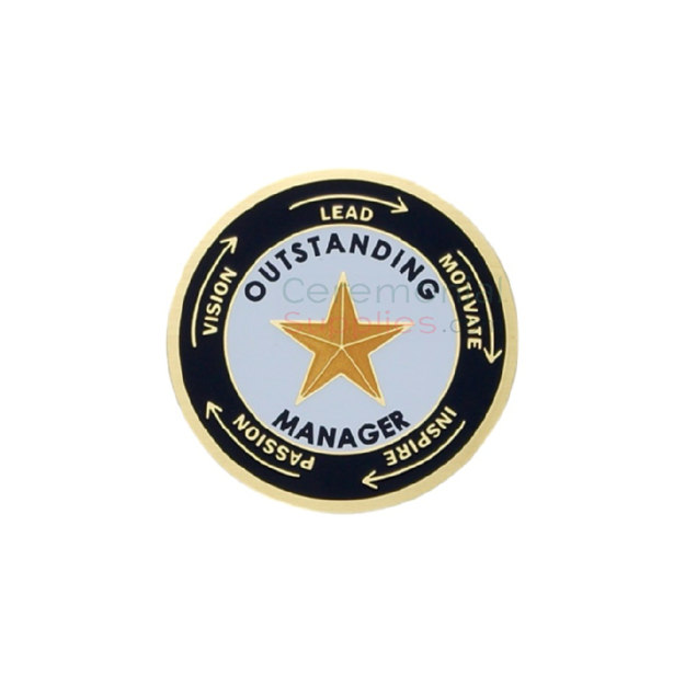 Image of an oustanding manager medal with a gold star in the center