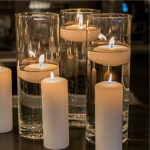 Picture of a Ceremonial Glass Cylinder with a floating candle.