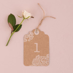 Image of a Wedding Lace Number Tag.