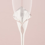 Close up image of Calla Lily Champagne glasses.