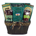 View of the green version of the Taste of Elegance Gift Basket.