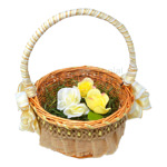 Top view of the Wedding Favors Basket with petals.