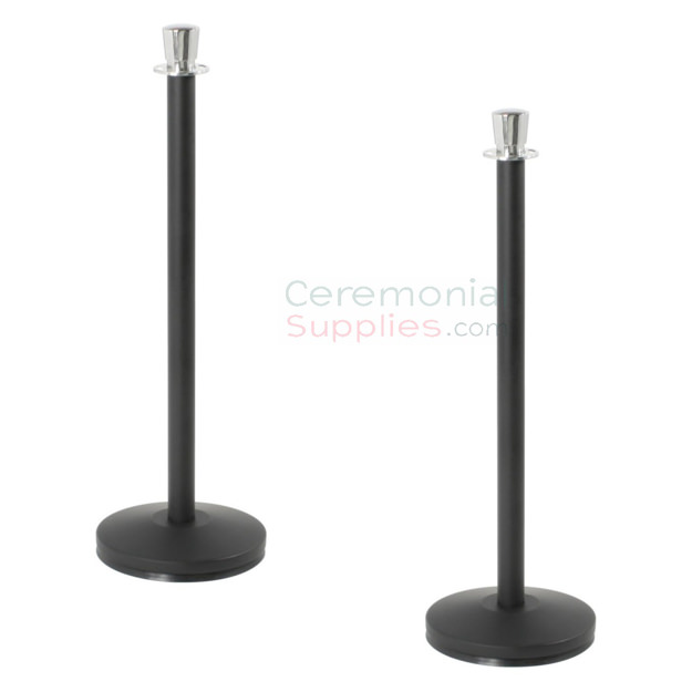 Elegant Black Stanchions with Chromed Urn Top