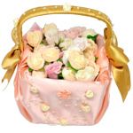 Photo of the Peach Flower Girl Wedding Basket in top view.