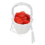 Photo of the White Flower Girl Wedding Basket filled with red petals