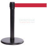 Photo of the Black Mini Stanchions With the red retractable belt.