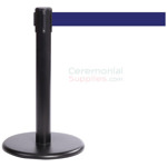 Photo of the Black Mini Stanchions With the blue retractable belt.