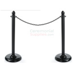 Photo of the black economy weatherproof plastic stanchions.