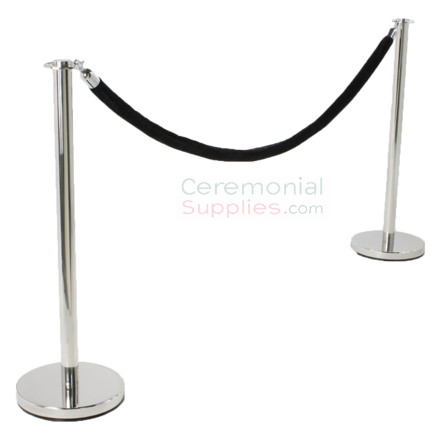 Photo of the Luxury Flat Top Stanchion and Black Rope Queue Management Set.