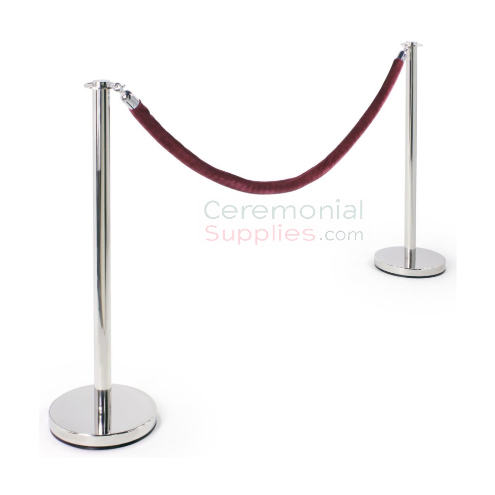 Luxury Flat Top Stanchions And Rope Queue Management Set  Ceremonial  Groundbreaking, Grand Opening , Crowd Control & Memorial Supplies