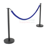 Photo of the Black Flat Top Stanchions and Blue Rope Set.