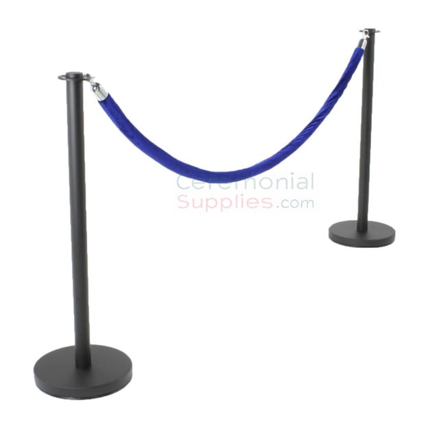 Black Flat Top Stanchions And Rope Set