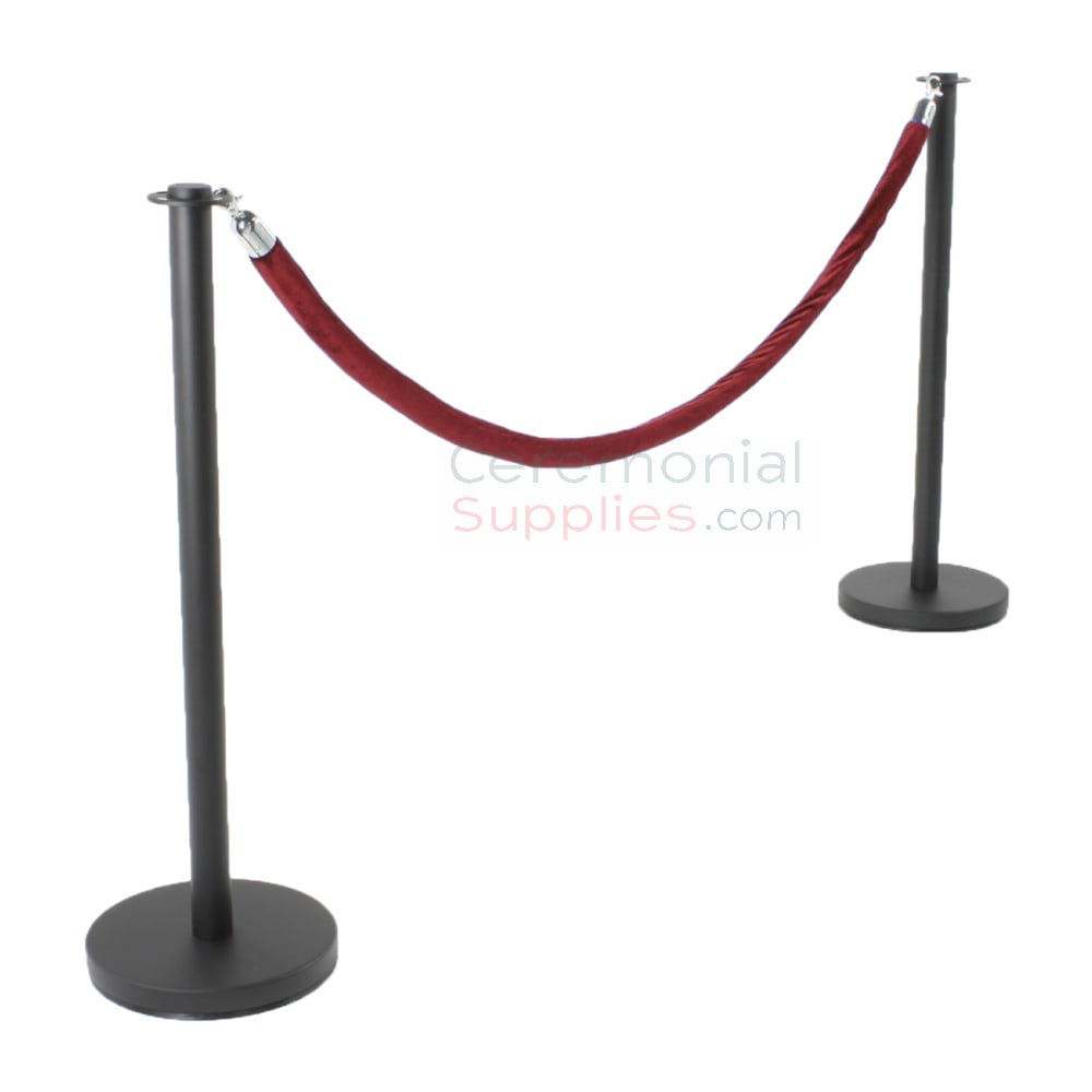 Black Flat Top Stanchions And Rope Set