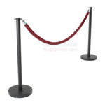 Photo of the Black Flat Top Stanchions and Red Rope Set.