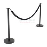 Photo of the Black Flat Top Stanchions and Black Rope Set.