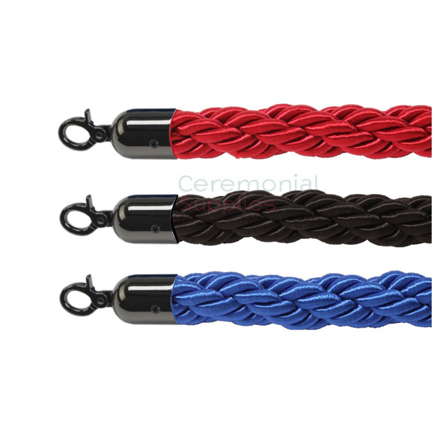 All Colors of the 6.5 Ft.Braided Stanchion Rope with Black Latch.