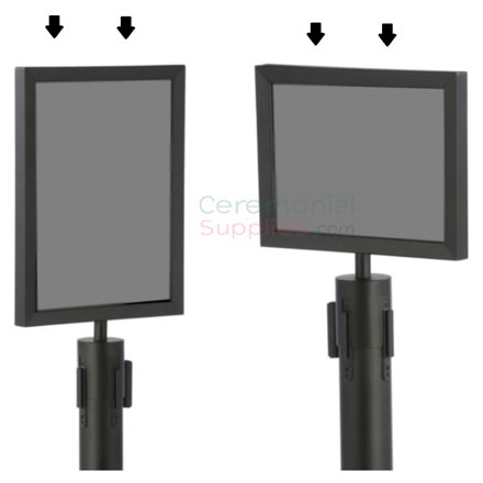 Black Stanchion Sign Frame with Top Insert Black Stanchion Frames in Portrait and Landscape view