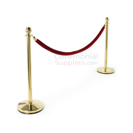 Picture of Two Luxury Brass Stanchions and One Red Rope