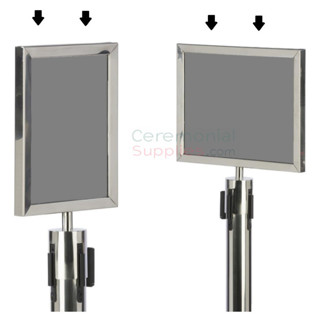 Picture of Chromed Stanchion Frame in Portrait and Landscape Positions.